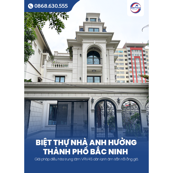 Điều hòa trung tâm VRV-4S DAIKIN cho Biệt thự anh Hưởng (Bắc Ninh): Hiệu suất, độ êm và không khí sạch tối ưu.